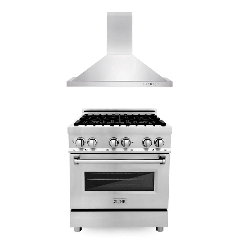 ZLINE 30" Bundle Range RA30 & Wall Range Hood KB-30, 2KP-RARH30 by Farmhouse Kitchen and Bath