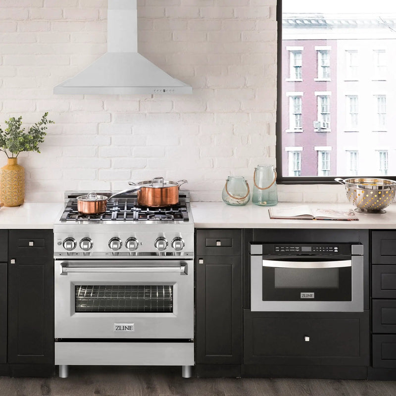 ZLINE 30" Bundle Range RA30 & Wall Range Hood KB-30, 2KP-RARH30 by Farmhouse Kitchen and Bath