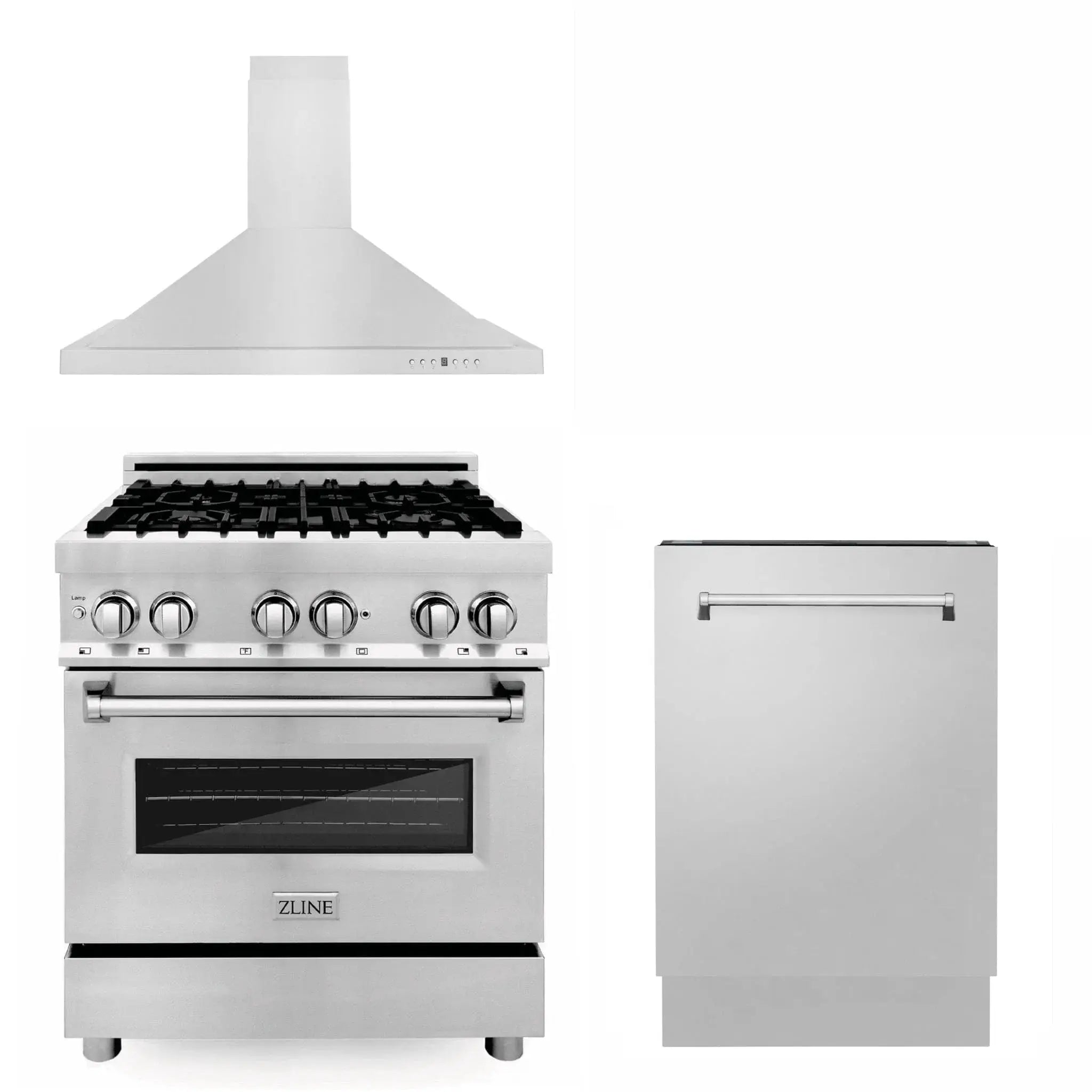 ZLINE 30" Bundled Stainless DualRange RangeHood Dishwasher 3KP-RARH30-DW by Farmhouse Kitchen and Bath