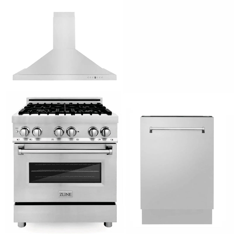 ZLINE 30" Bundled Stainless DualRange RangeHood Dishwasher 3KP-RARH30-DWV by Farmhouse Kitchen and Bath