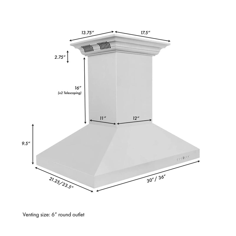 ZLINE 30" CrownSound‚ Ducted Vent Island Mount Range Hood in Stainless Steel, Built-in Bluetooth Speakers, KL3iCRN-BT-30 by Farmhouse Kitchen and Bath