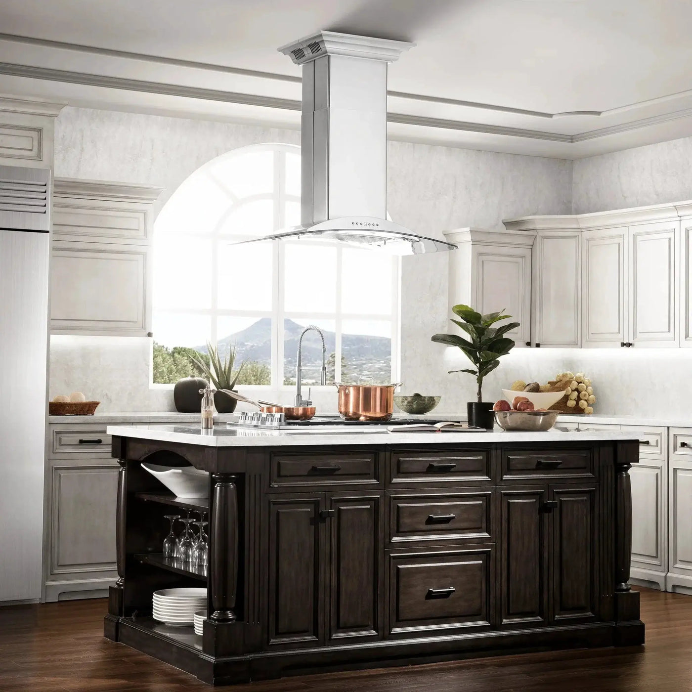 ZLINE 30" CrownSound‚ Ducted Vent Island Mount Range Hood in Stainless Steel with Built-in Bluetooth Speakers, GL9iCRN-BT-30 by Farmhouse Kitchen and Bath
