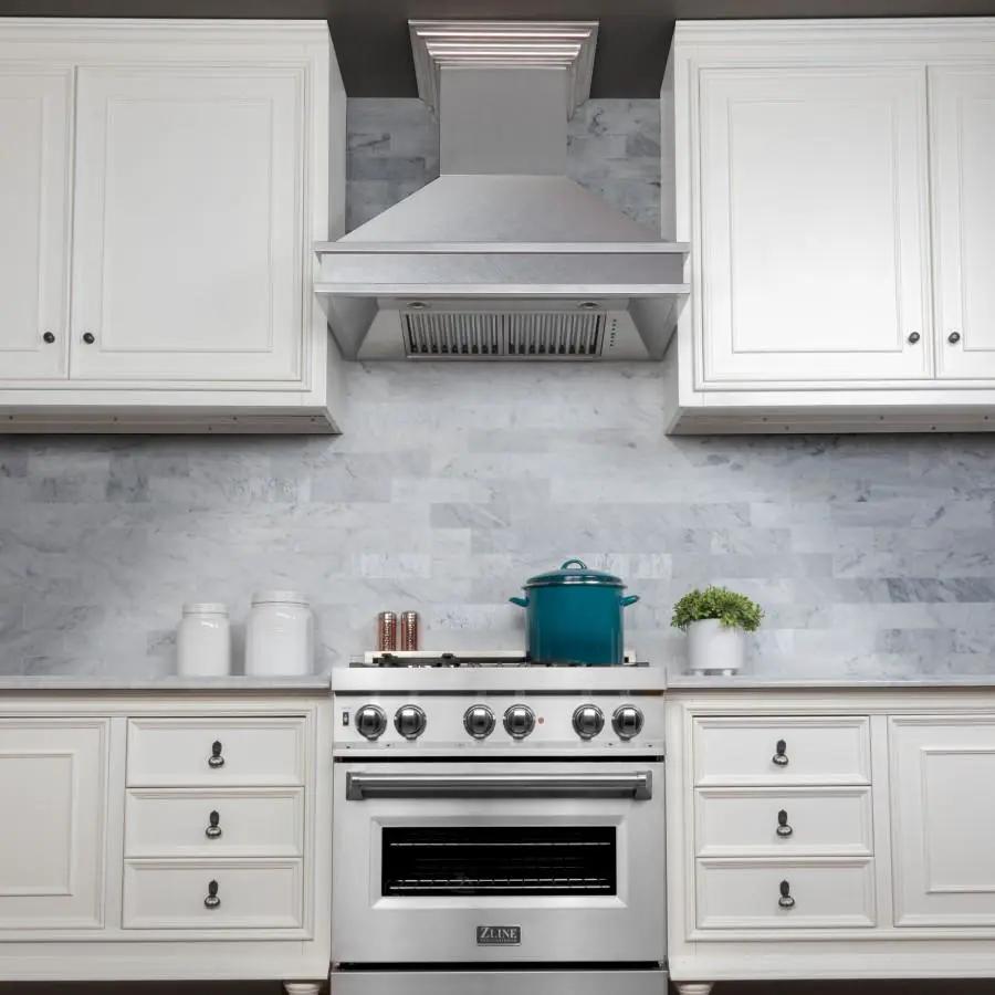 ZLINE 30" Designer Series Stainless Wall Mount Range Hood, 8656S-30 by Farmhouse Kitchen and Bath