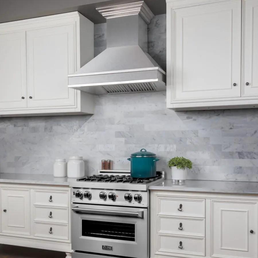 ZLINE 30" Designer Series Stainless Wall Mount Range Hood, 8656S-30 by Farmhouse Kitchen and Bath