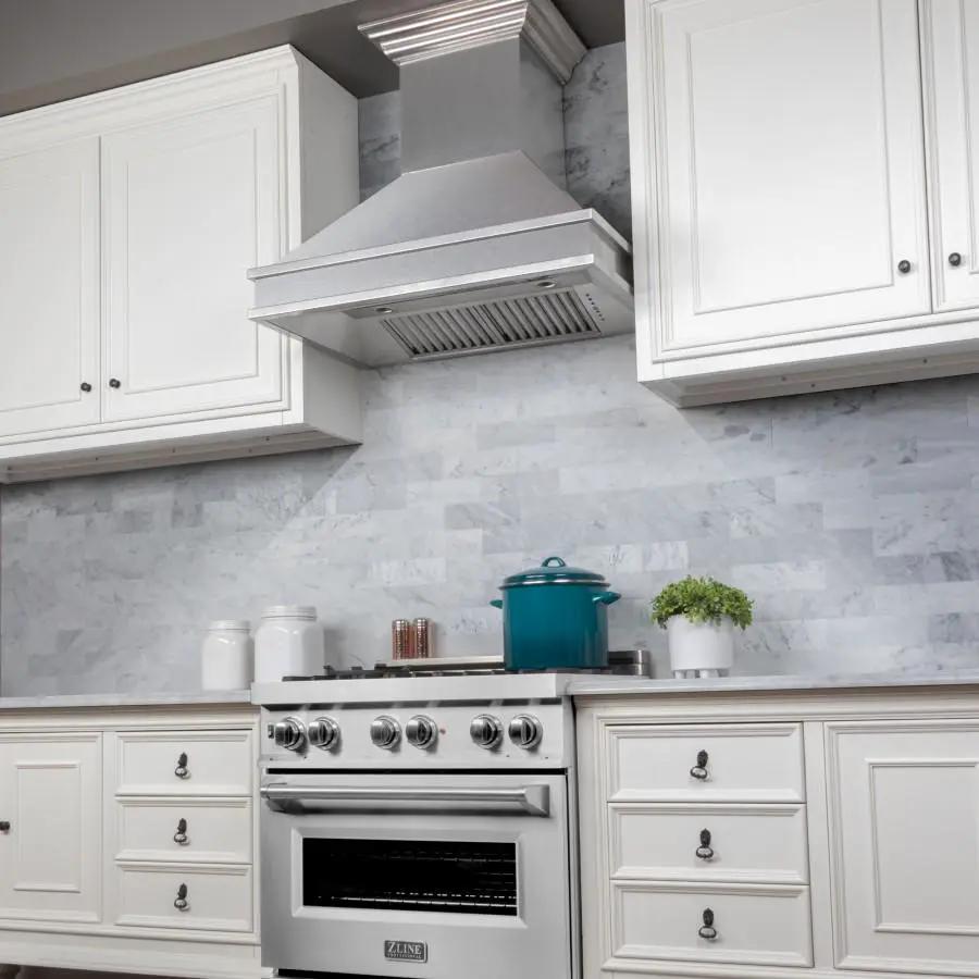 ZLINE 30" Designer Series Stainless Wall Mount Range Hood, 8656S-30 by Farmhouse Kitchen and Bath