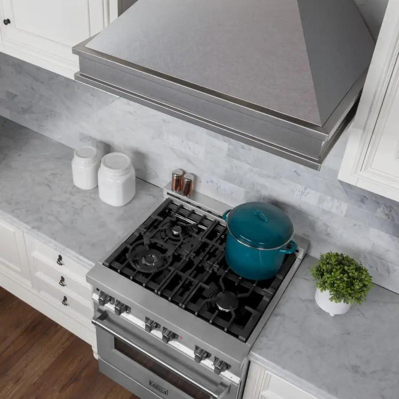 ZLINE 30" Designer Series Stainless Wall Mount Range Hood, 8656S-30 by Farmhouse Kitchen and Bath