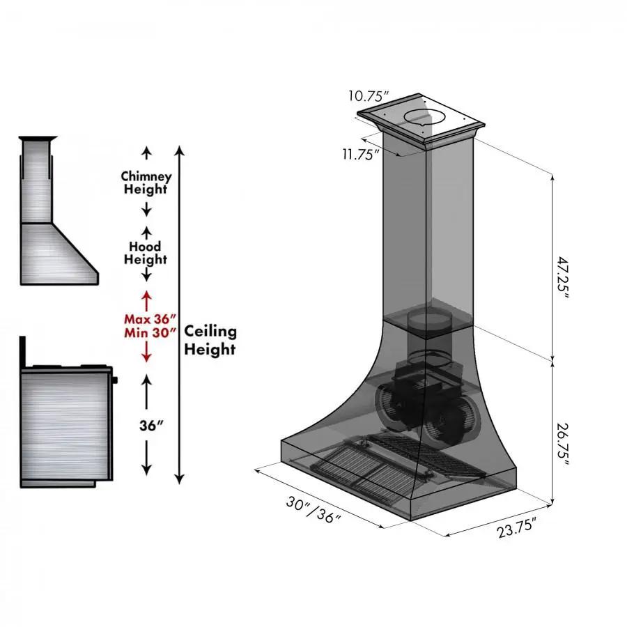 ZLINE 30" Designer Snow Stainless Finish Wall Range Hood, 8632S-30 by Farmhouse Kitchen and Bath