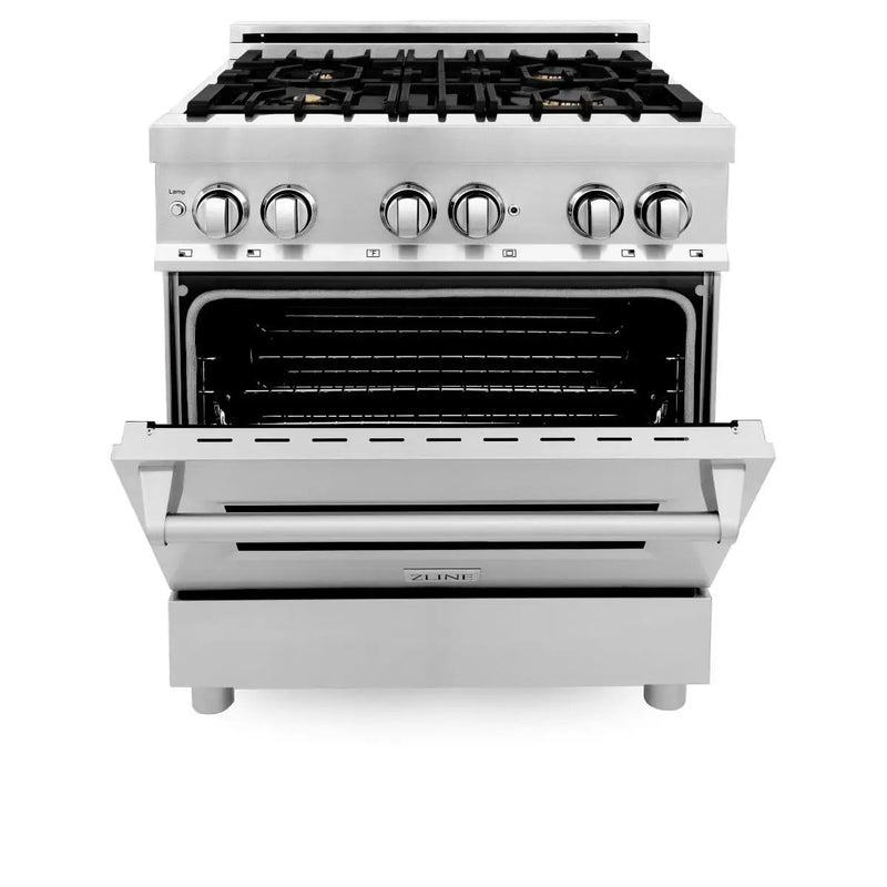 ZLINE 30" Dual Fuel Oven Range, Stainless Steel, Brass Burners, RA-BR-30 by Farmhouse Kitchen and Bath