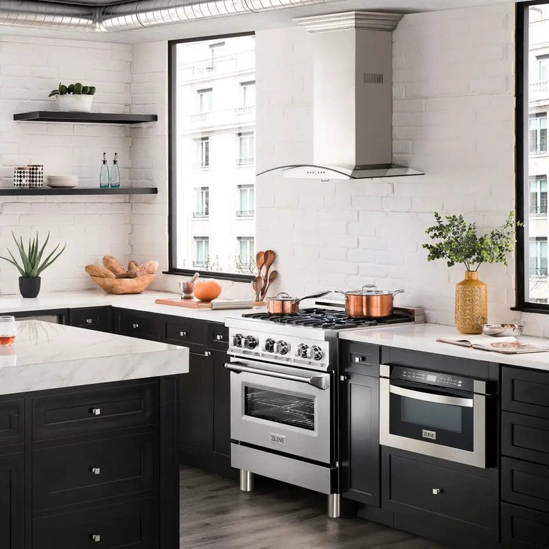 ZLINE 30" Dual Fuel Oven Range, Stainless Steel, Brass Burners, RA-BR-30 by Farmhouse Kitchen and Bath