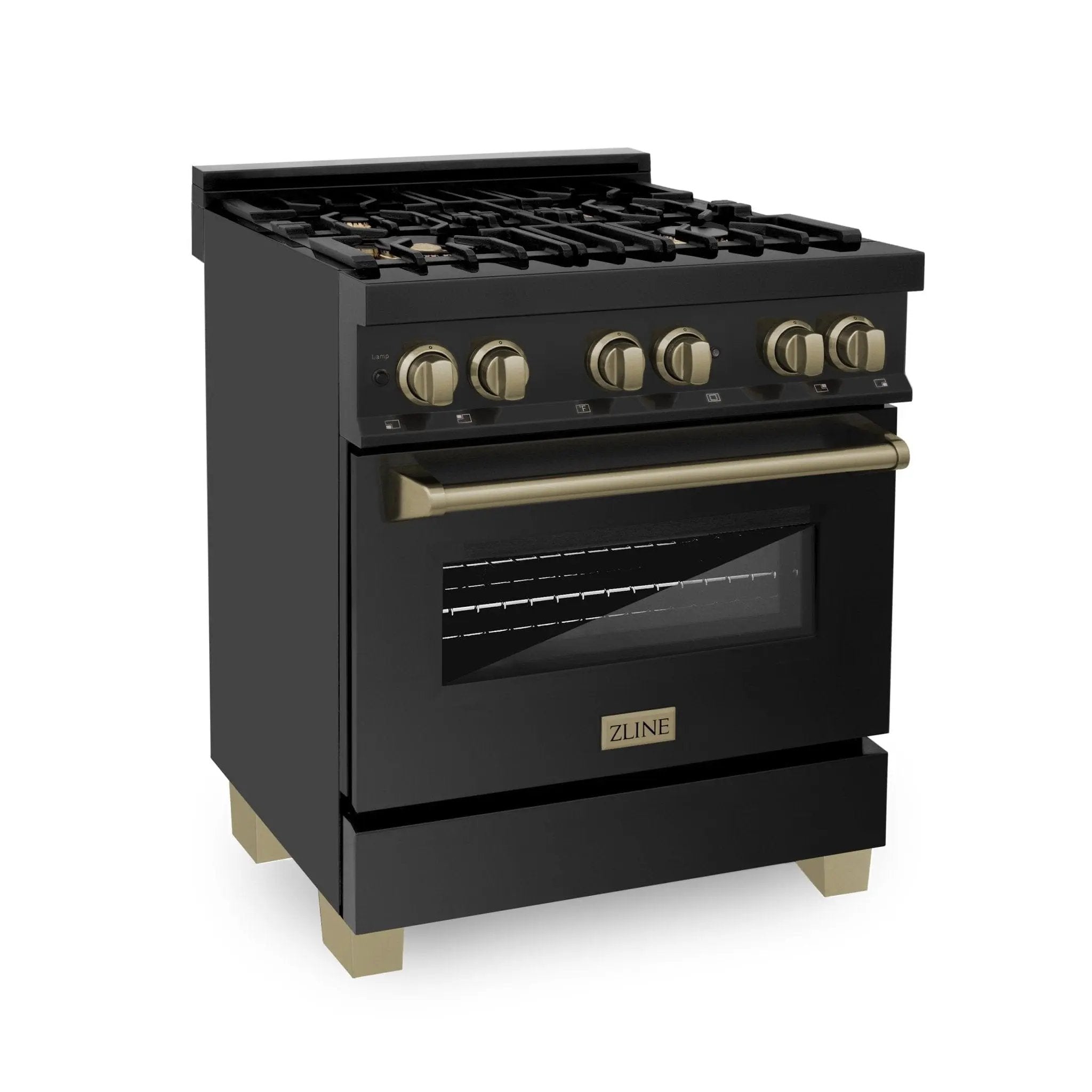 ZLINE 30" Dual Fuel Range, Black Stainless, Champagne Bronze, RABZ-30-CB by Farmhouse Kitchen and Bath