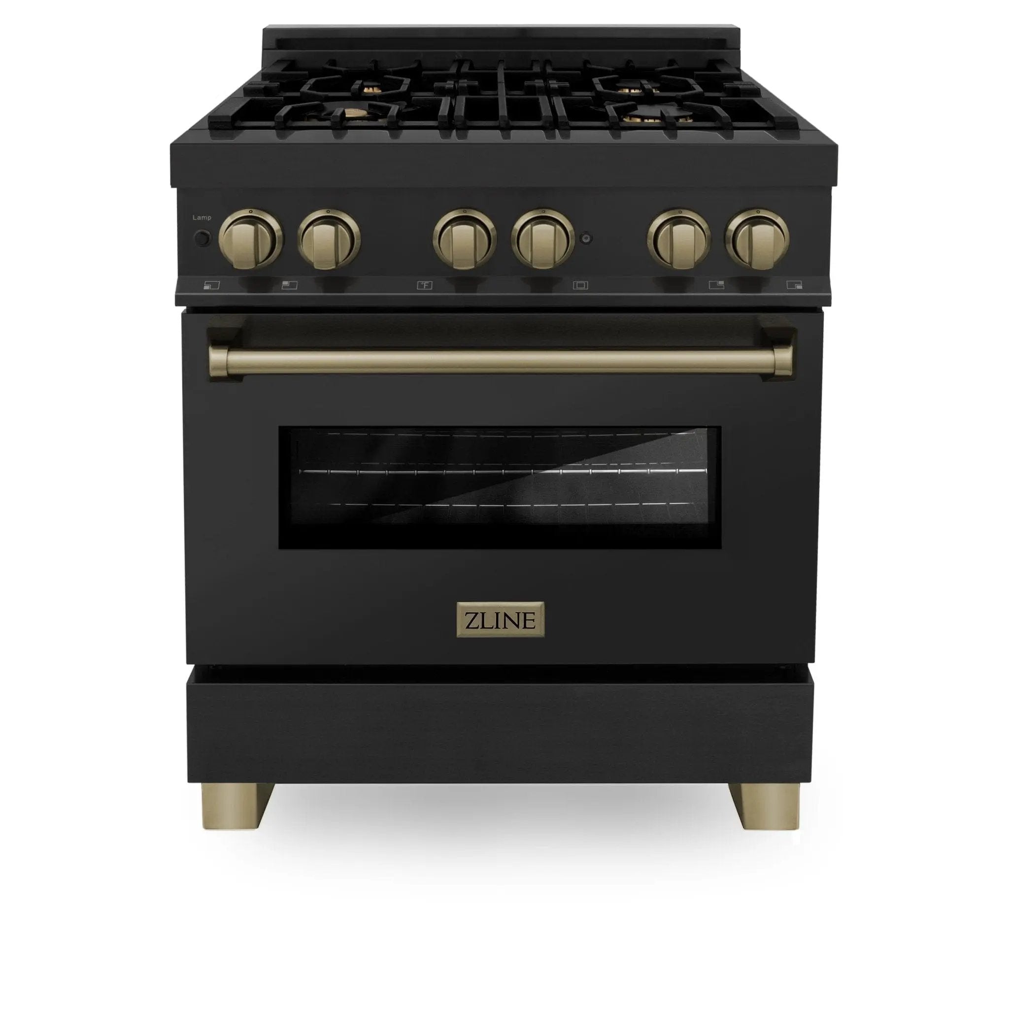 ZLINE 30" Dual Fuel Range, Black Stainless, Champagne Bronze, RABZ-30-CB by Farmhouse Kitchen and Bath