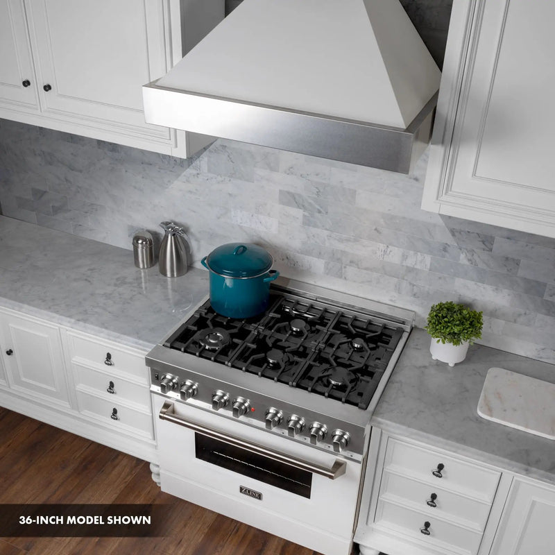 ZLINE 30" Dual Fuel Range, DuraSnow, Stainless, White Matte Door, RAS-WM-30 by Farmhouse Kitchen and Bath