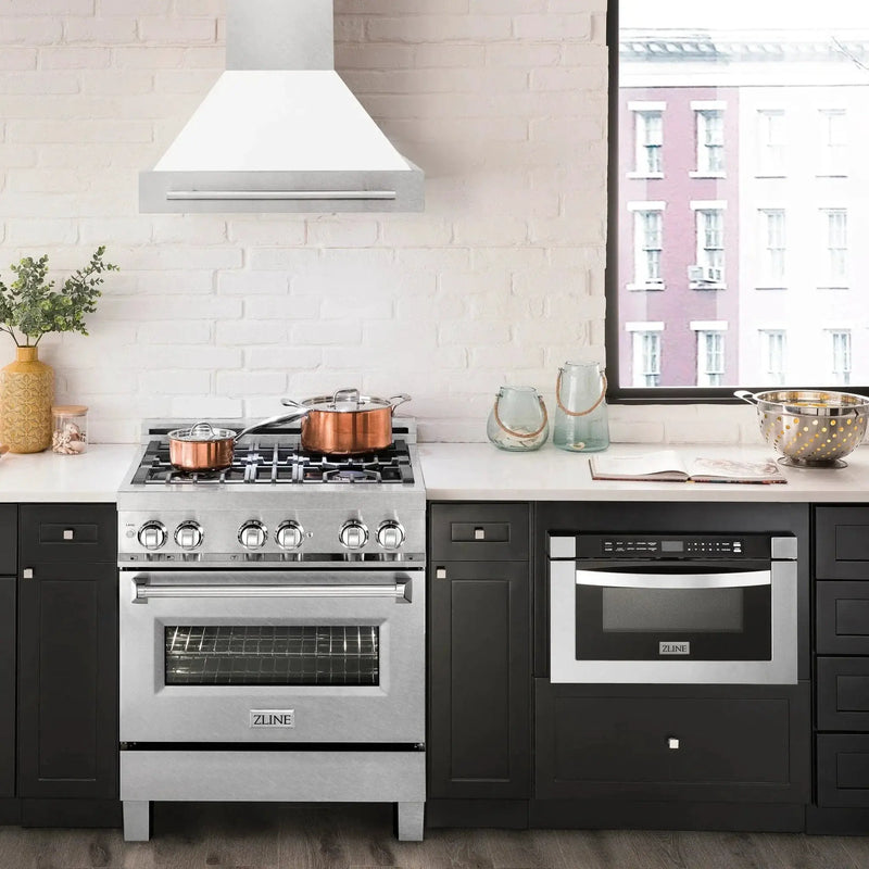 ZLINE 30" DuraSnow® Stainless Steel Range Hood 8654SNX-WM-30 by Farmhouse Kitchen and Bath