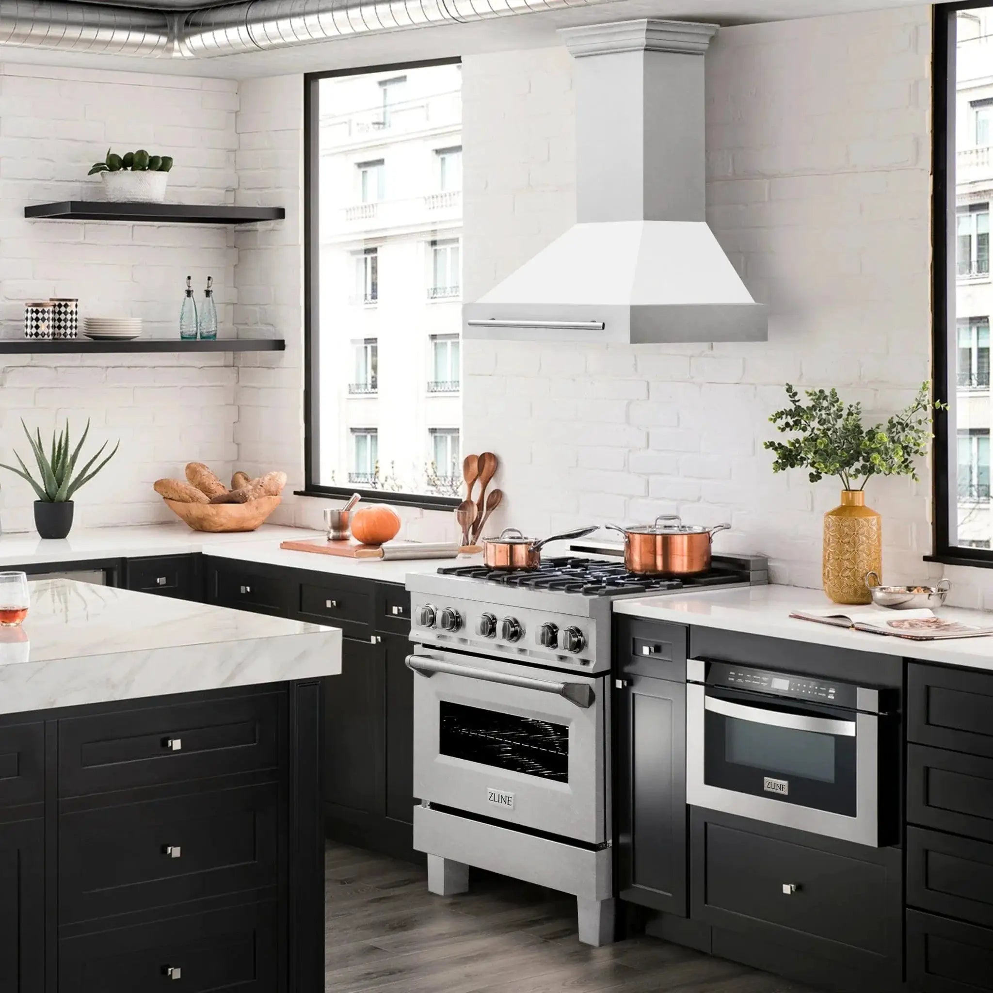 ZLINE 30" DuraSnow® Stainless Steel Range Hood 8654SNX-WM-30 by Farmhouse Kitchen and Bath