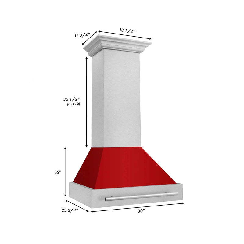 ZLINE 30" DuraSnow® Stainless Steel Range Hood with Color Shell Options 8654SNX-RM-30 by Farmhouse Kitchen and Bath