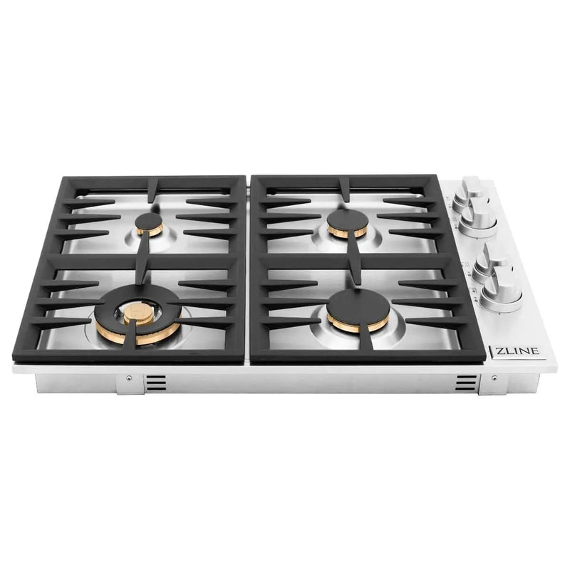 ZLINE 30" Gas Cooktop with 4 Gas Brass Burners RC-BR-30 by Farmhouse Kitchen and Bath