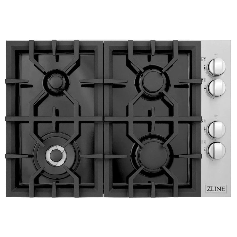 ZLINE 30" Gas Cooktop with 4 Gas Burners and Black Porcelain Top RC30-PBT by Farmhouse Kitchen and Bath