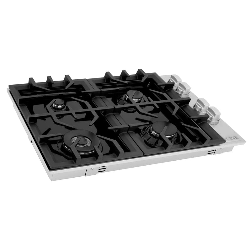 ZLINE 30" Gas Cooktop with 4 Gas Burners and Black Porcelain Top RC30-PBT by Farmhouse Kitchen and Bath