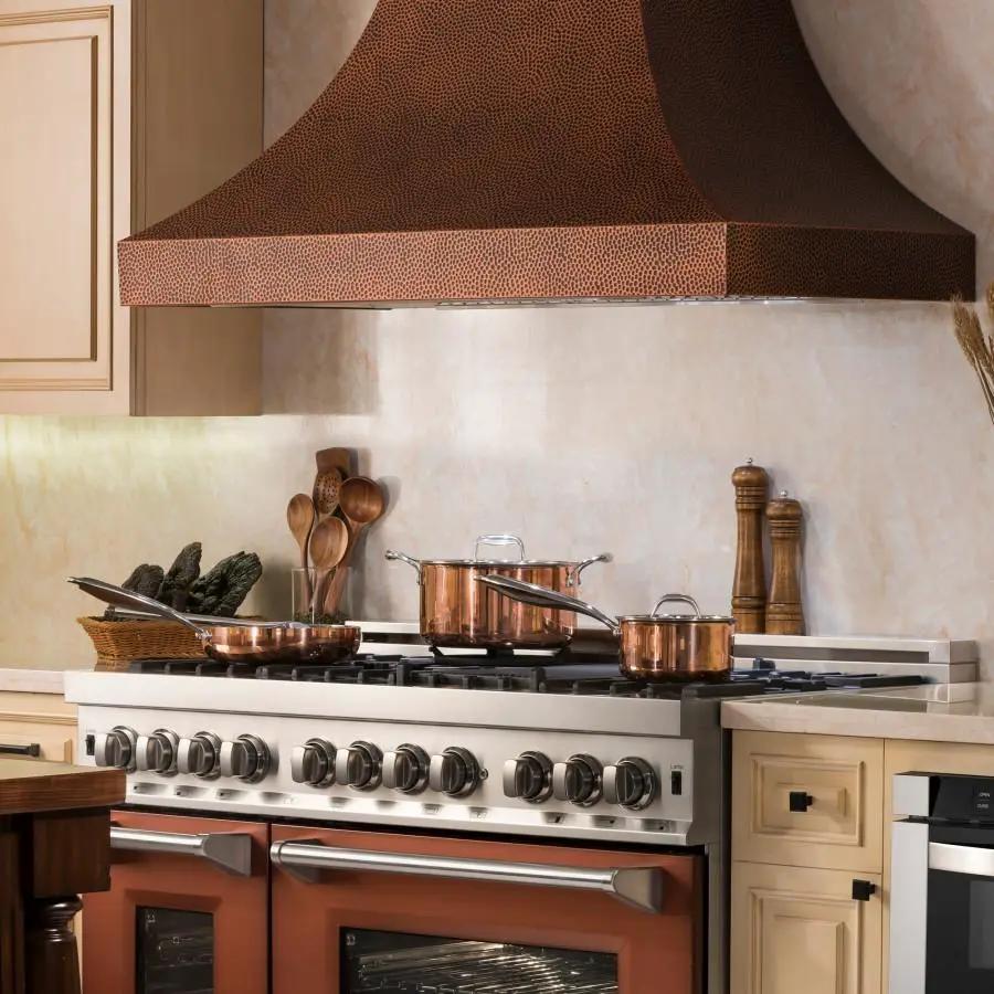 ZLINE 30" Hand-Hammered Copper Finish Wall Range Hood, 8632H-30 by Farmhouse Kitchen and Bath