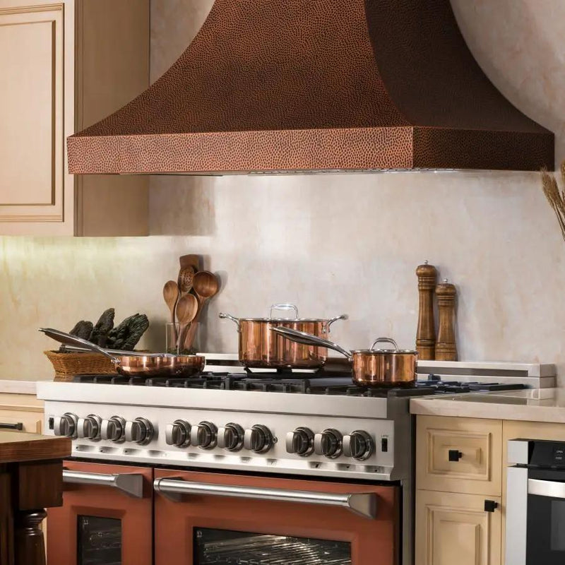 ZLINE 30" Hand-Hammered Copper Finish Wall Range Hood, 8632H-30 by Farmhouse Kitchen and Bath