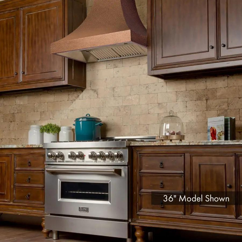 ZLINE 30" Hand-Hammered Copper Finish Wall Range Hood, 8632H-30 by Farmhouse Kitchen and Bath