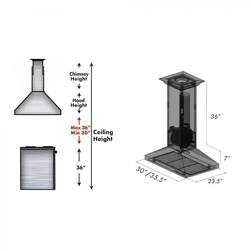 ZLINE 30" Hand Hammered Copper Island Range Hood, 8GL2Hi-30 by Farmhouse Kitchen and Bath