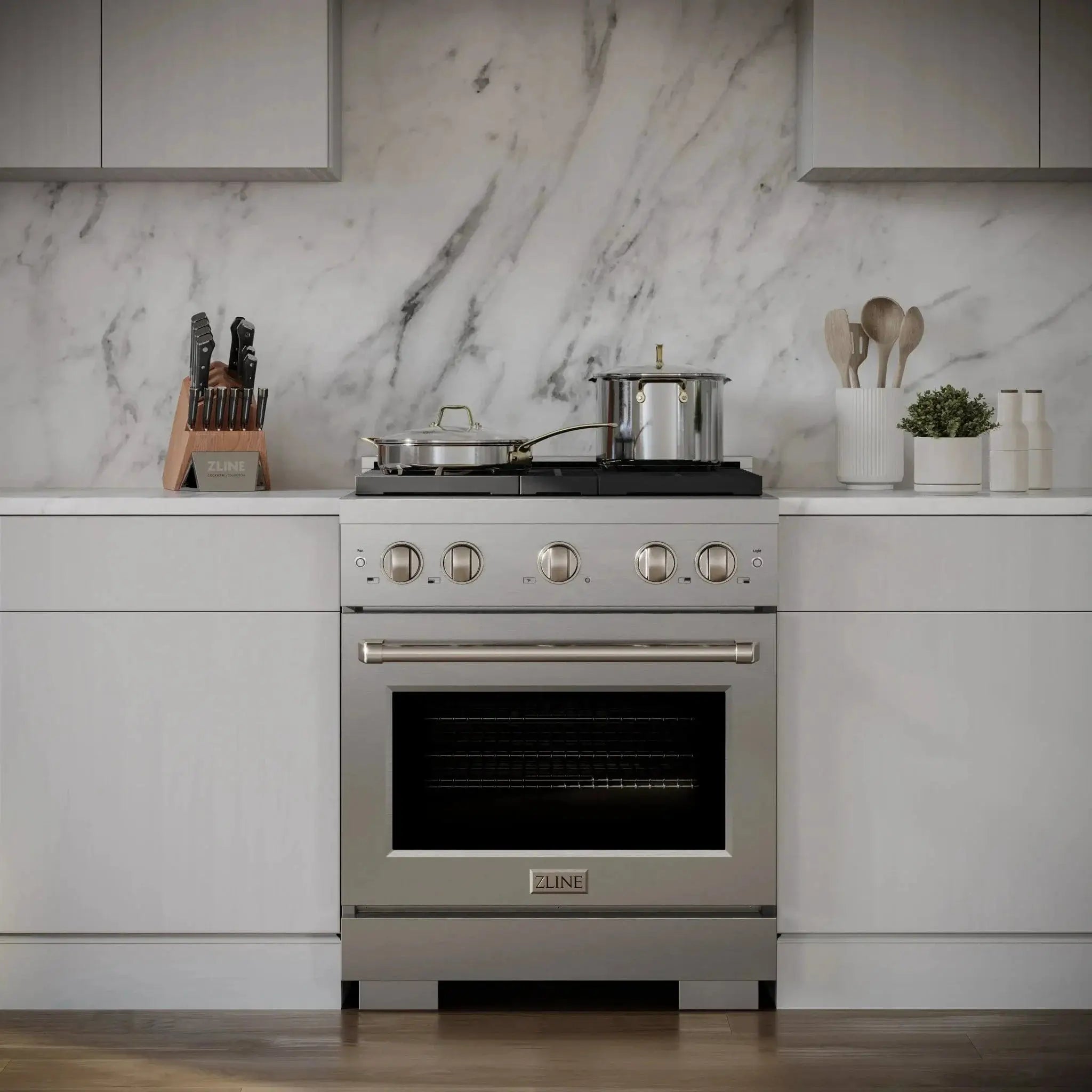 ZLINE 30 in. 4.2 cu. ft. 4 Burner Gas Range with Convection Gas Oven in Stainless Steel, SGR30 by Farmhouse Kitchen and Bath