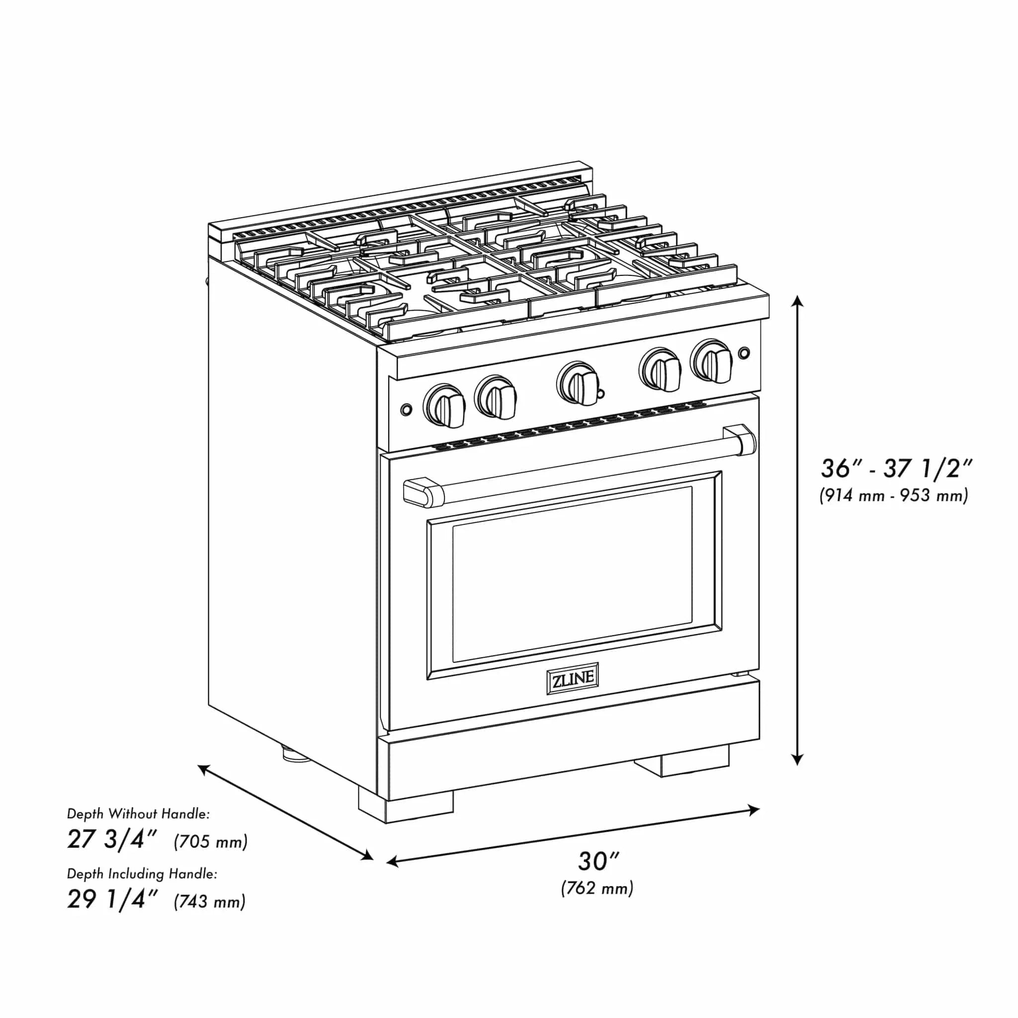 ZLINE 30 In. Gas Range, Stainless Steel w/ Brass Burners, SGR-BR-30 by Farmhouse Kitchen and Bath