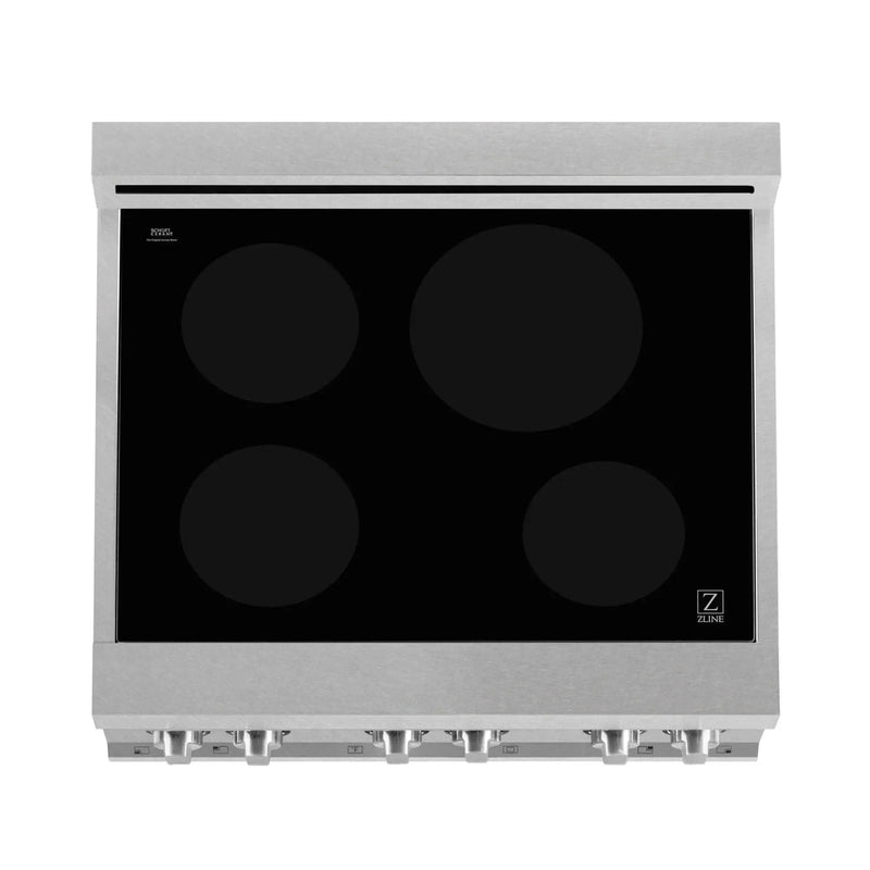 ZLINE 30" Induction Range in DuraSnow with a 4 Element Stove and Electric Oven RAINDS-WM-30 by Farmhouse Kitchen and Bath