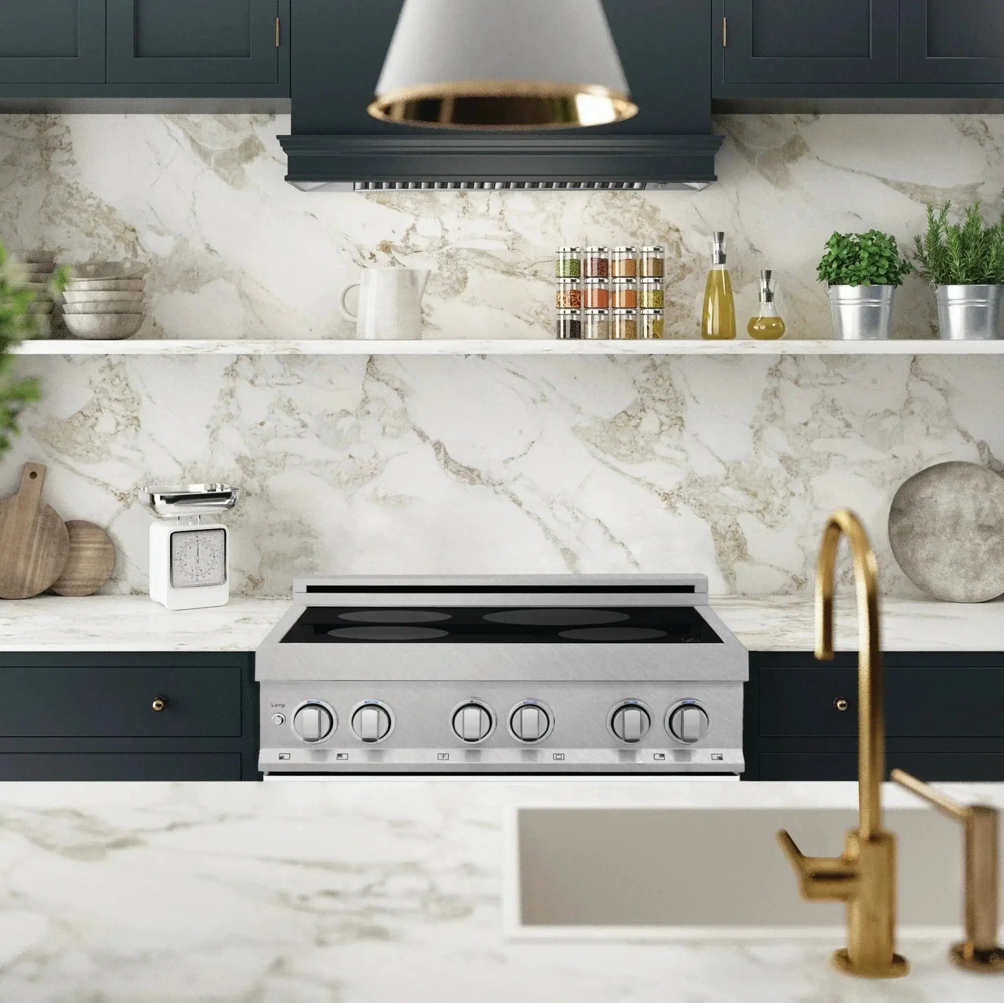 ZLINE 30" Induction Range in DuraSnow with a 4 Element Stove and Electric Oven RAINDS-WM-30 by Farmhouse Kitchen and Bath