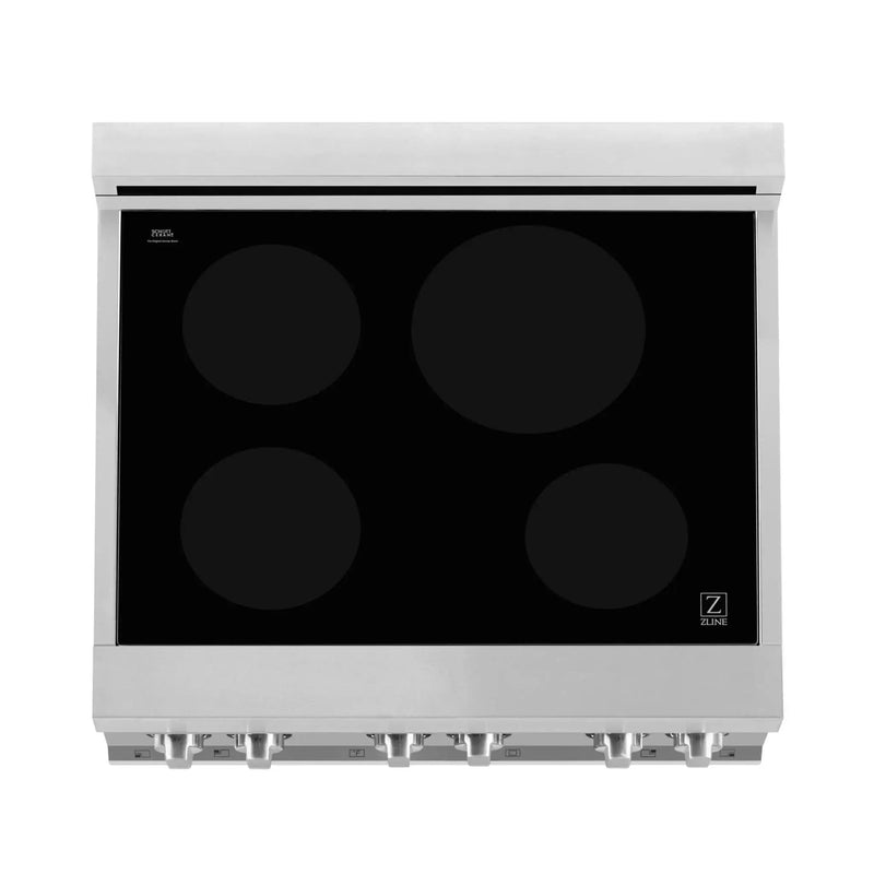 ZLINE 30" Induction Range with a 4 Element Stove and Electric Oven in Stainless Steel RAIND-30 by Farmhouse Kitchen and Bath