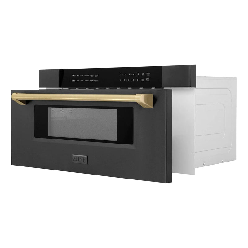ZLINE 30" Microwave Drawer, Black Stainless, Bronze MWDZ-30-BS-CB by Farmhouse Kitchen and Bath