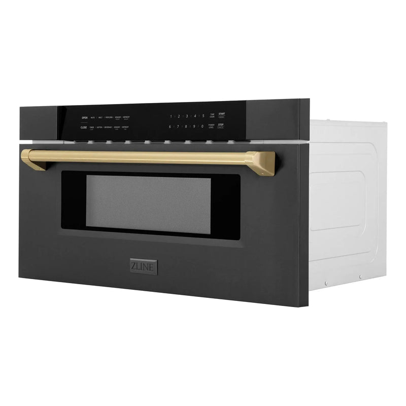 ZLINE 30" Microwave Drawer, Black Stainless, Bronze MWDZ-30-BS-CB by Farmhouse Kitchen and Bath
