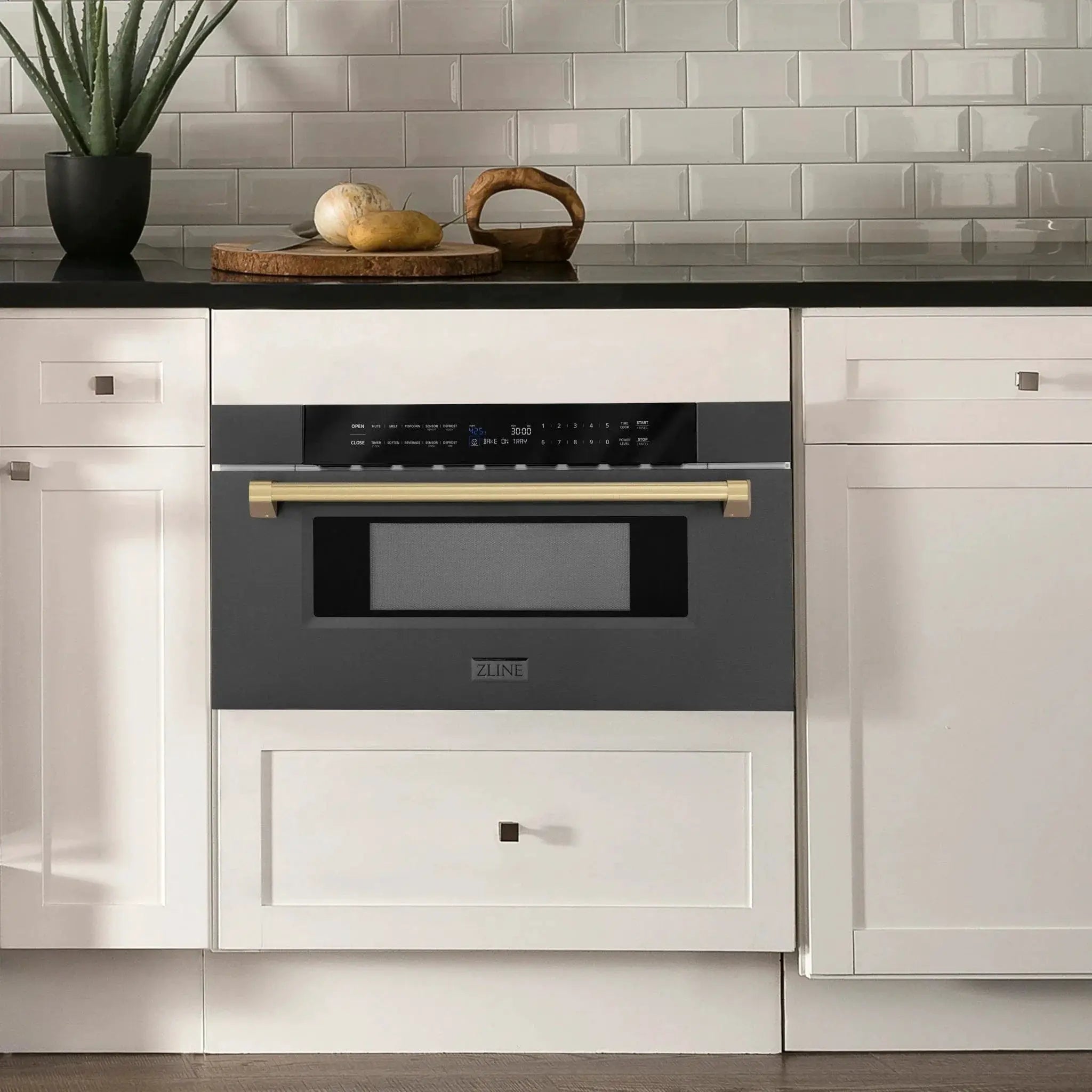 ZLINE 30" Microwave Drawer, Black Stainless, Bronze MWDZ-30-BS-CB by Farmhouse Kitchen and Bath