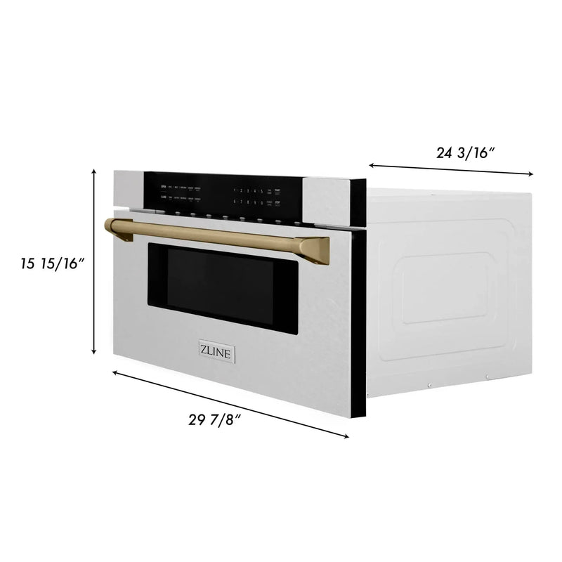 ZLINE 30" Microwave Drawer, Stainless Steel, Bronze MWDZ-30-SS-CB by Farmhouse Kitchen and Bath