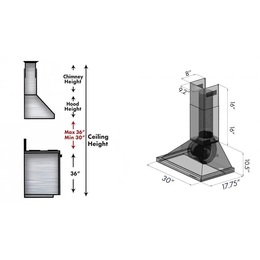 ZLINE 30" Outdoor/Indoor Stainless Steel Wall Range Hood, KB-304-30 by Farmhouse Kitchen and Bath