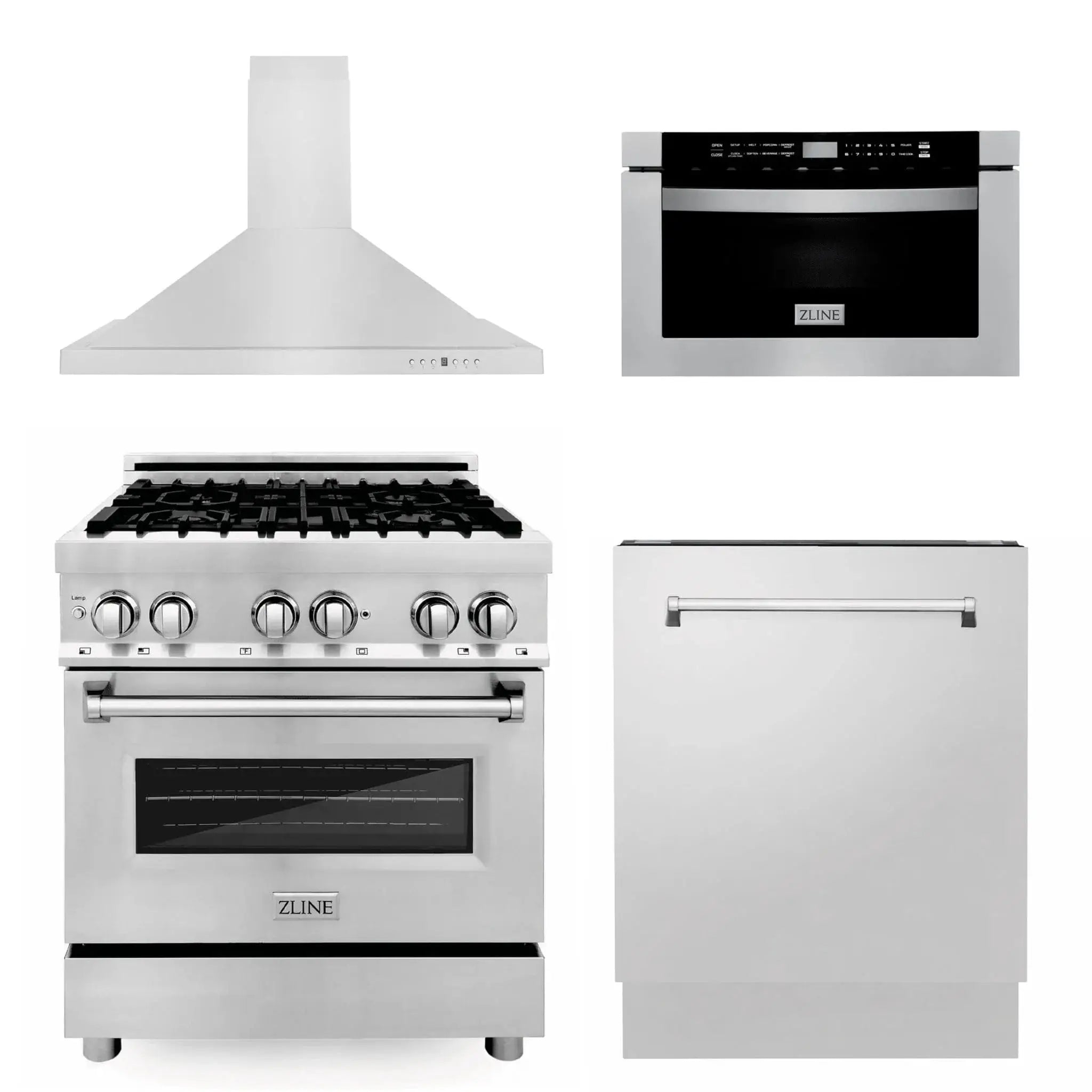 ZLINE 30 " Package Range RA30, Range Hood KB, Microwave MWD-1 , Dishwasher DWV-24, 4KP-RARH30-MWDW by Farmhouse Kitchen and Bath