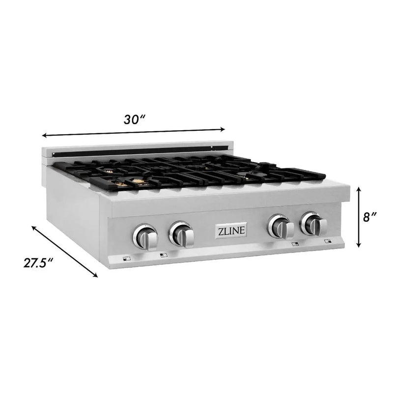 ZLINE 30" Porcelain Rangetop, DuraSnow®, 4 Brass Burners, RTS-BR-30 by Farmhouse Kitchen and Bath