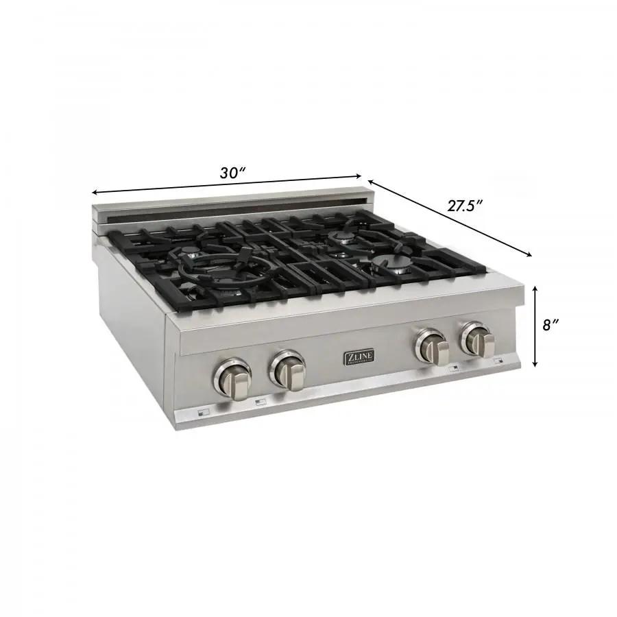 ZLINE 30" Porcelain Rangetop, DuraSnow, Stainless Steel, RTS-30 by Farmhouse Kitchen and Bath