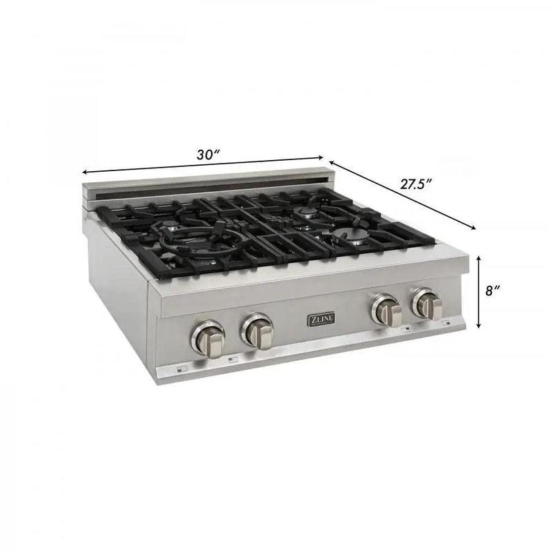 ZLINE 30" Porcelain Rangetop, DuraSnow, Stainless Steel, RTS-30 by Farmhouse Kitchen and Bath