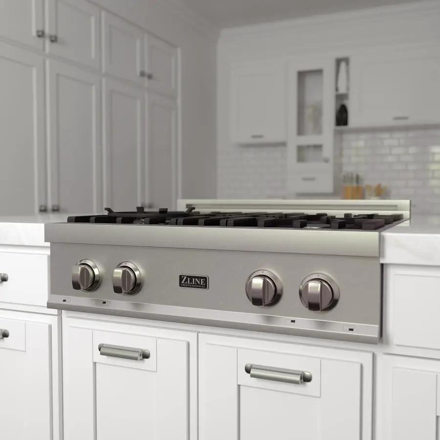 ZLINE 30" Porcelain Rangetop, DuraSnow, Stainless Steel, RTS-30 by Farmhouse Kitchen and Bath