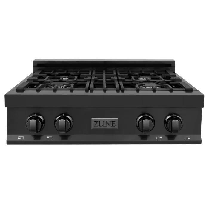 ZLINE 30" Porcelain Rangetop in Black Stainless, 4 Gas Burners, RTB-30 by Farmhouse Kitchen and Bath