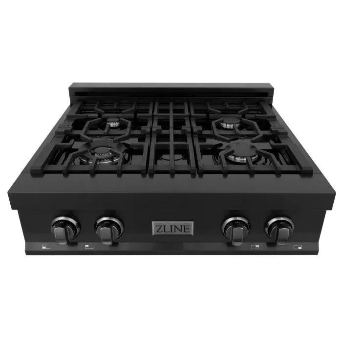 ZLINE 30" Porcelain Rangetop in Black Stainless, 4 Gas Burners, RTB-30 by Farmhouse Kitchen and Bath