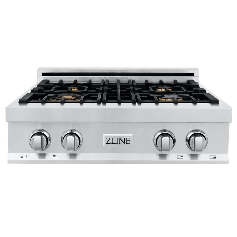 ZLINE 30" Porcelain Rangetop With 4 Gas Brass Burners, RT-BR-30 by Farmhouse Kitchen and Bath