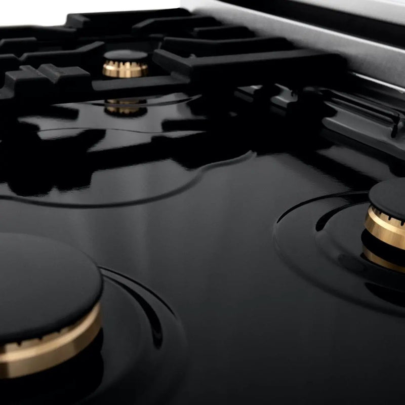 ZLINE 30" Porcelain Rangetop With 4 Gas Brass Burners, RT-BR-30 by Farmhouse Kitchen and Bath