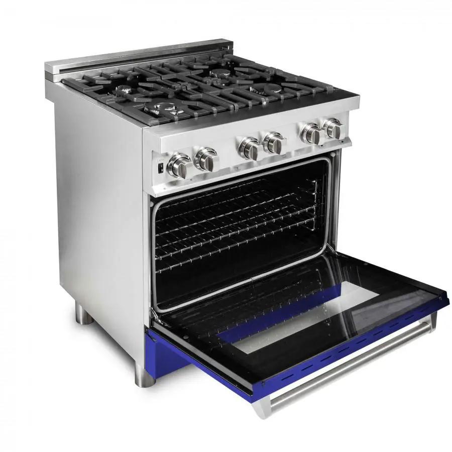 ZLINE 30" Professional Dual Fuel Range, Blue Matte Door, RA-BM-30 by Farmhouse Kitchen and Bath