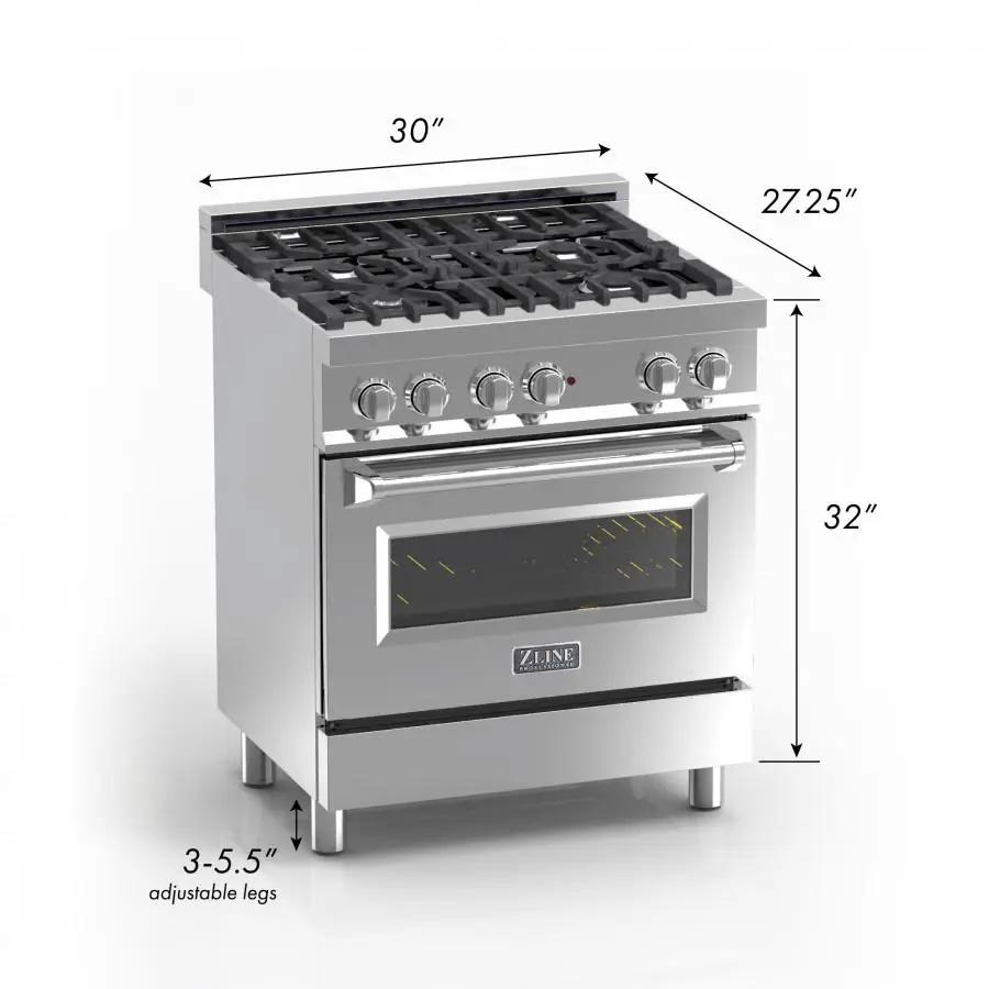 ZLINE 30" Professional Dual Fuel Range, Snow Stainless, Black Matte Door, RAS-BLM-30 by Farmhouse Kitchen and Bath