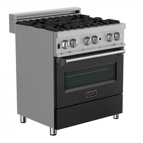 ZLINE 30" Professional Dual Fuel Range, Snow Stainless, Black Matte Door, RAS-BLM-30, photo 2 of 11