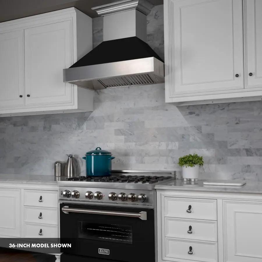 ZLINE 30" Professional Dual Fuel Range, Snow Stainless, Black Matte Door, RAS-BLM-30 by Farmhouse Kitchen and Bath