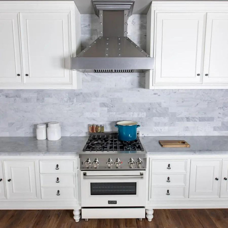 ZLINE 30" Professional Dual Fuel Range, White Matte Door, RA-WM-30 by Farmhouse Kitchen and Bath